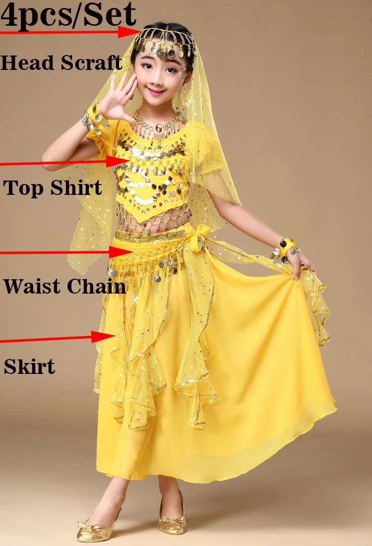 4 шт./1 комплект детский костюм для танца живота | Тематическая одежда и униформа