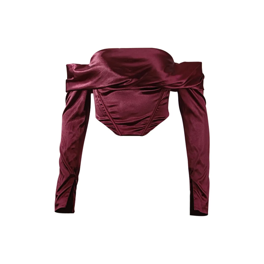 

Spring/Autumn Bottoming Jacket Shoulder Corset Jacket Cross Tube Top Fashion Leisure Office Trend Fishbone Support Beauty Shirt