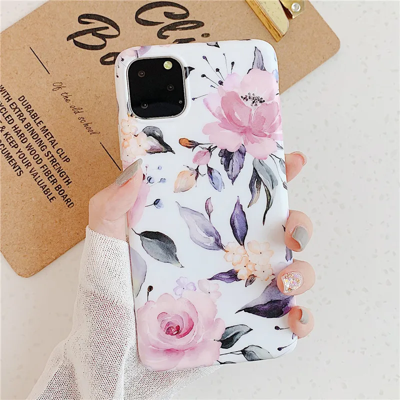l(No Kickstand) LOVECOM Ретро цветок лист стрейч держатель чехол для телефона для iPhone 11 Pro Max XR XS Max 7 8 6 Plus чехол мягкий IMD Телефон задняя крышка - Цвет: l(No Kickstand)