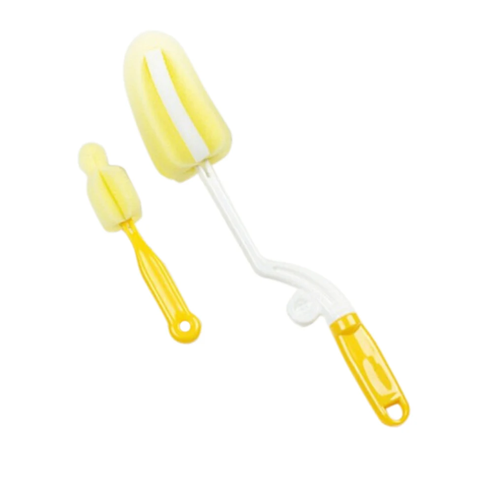 

2 PCS Sponge Brush Baby Milk Feeding Bottle Nipple Cleaning Brushes Random Color
