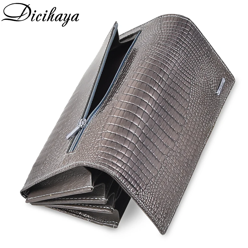 DICIHAYA, женские кошельки, кошельки, люксовый бренд, Аллигатор, длинные, натуральная кожа, женский клатч, портмоне, Женский кошелек из крокодиловой кожи