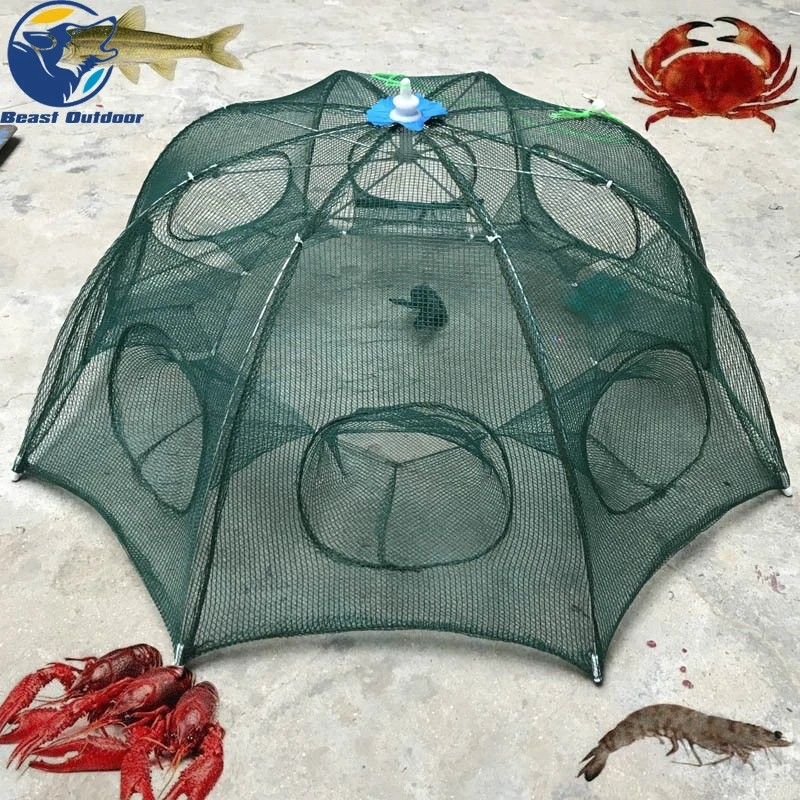 Складная переносная Шестигранная Автоматическая ловушка для рыбалки с 4/6/8/10/12