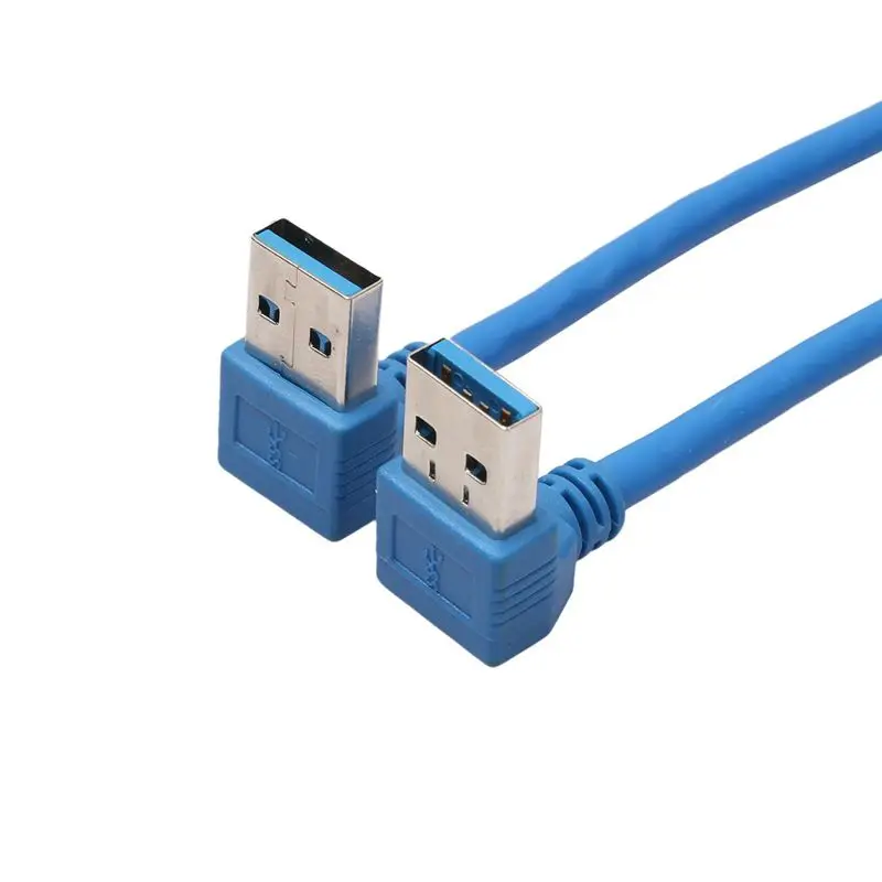 Удлинитель USB 3,0 для мужчин и женщин, угол вверх и вниз-синий(упаковка из 2), 20 см