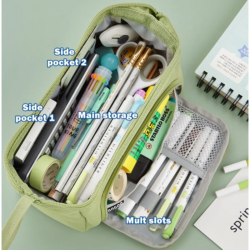 

Angoo Multi Pocket Pen Bag Pencil Case Canvas Large Capacity Handbag Storage Pouch Organizer for Stationery School Travel F492