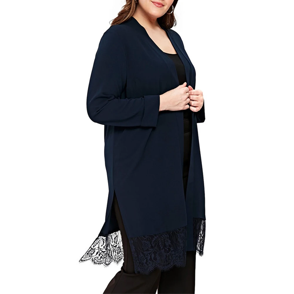Женская верхняя одежда больших размеров элегантная с длинными рукавами и