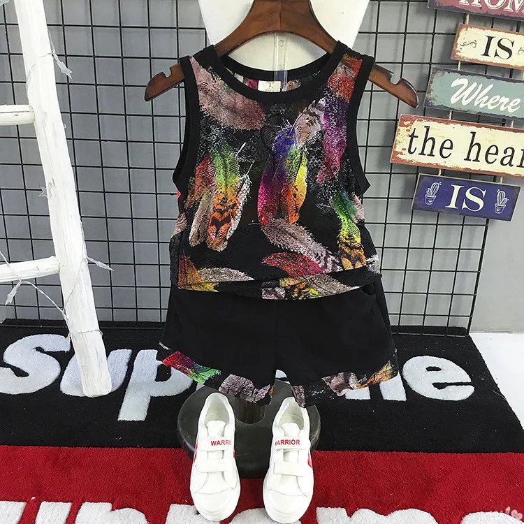 

2021 Summer New Boy's Vest And Shorts Set Children's Fashion Printing Two Piece Set