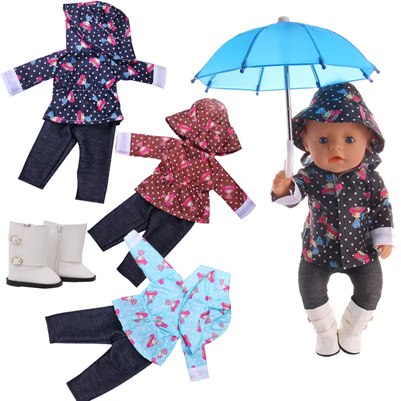 Дождевик сапоги зонт подходит для 18 дюймовых американских кукол новорожденных 43