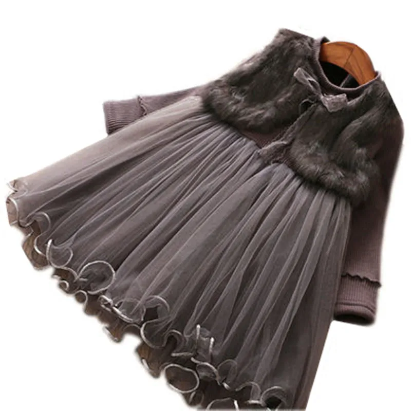 

2020 New Autumn Winter Girls Mesh Ruffles Dress Girls Princess Dress Casual Kids Lace Bowtie Outfit Long Sleeve Children Clothes