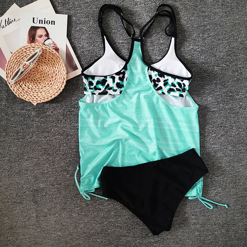

Gradient Tankini Set Swimming Suit For Women 2021 New Plus Size Swimsuit Swimwear Female 3XL Oversized Swimdress Bathing Suit