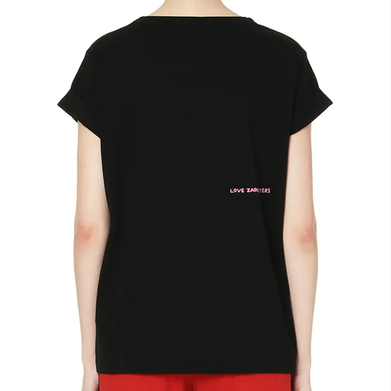 

2021 Summer Portrait Print T-shirt Women's White Black Short Sleeve Retro O-neck Loose Ladies Tops