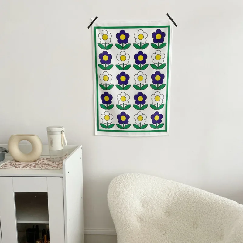 

Korean Ins Cartoon Cute Flower Wall Hanging aesthetic Decorative Background Cloth Tablecloth Home Decor funny Tapestry 45*65cm