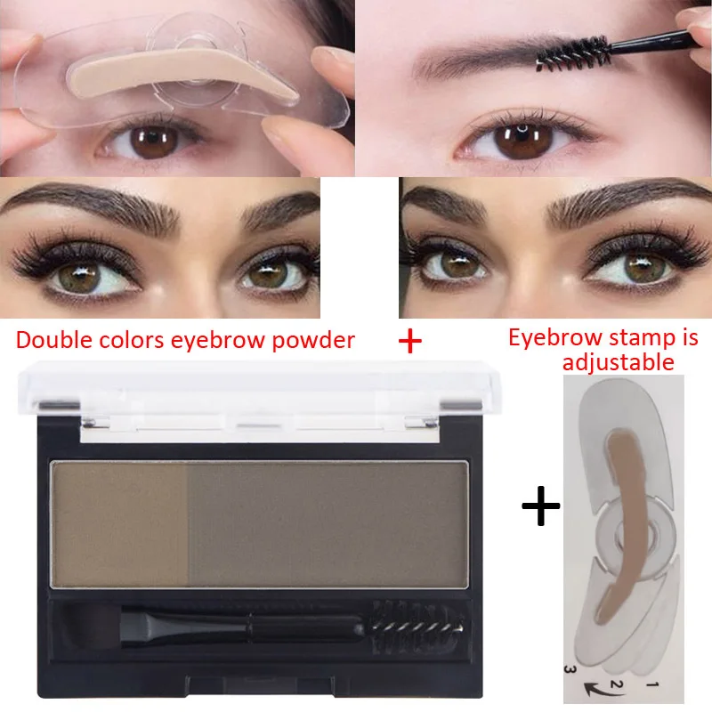 Double Color Eyebrow Powder Professional Makeup Palette Stamp Eye Brow Enhancers Brows Shadow Make Up | Красота и здоровье