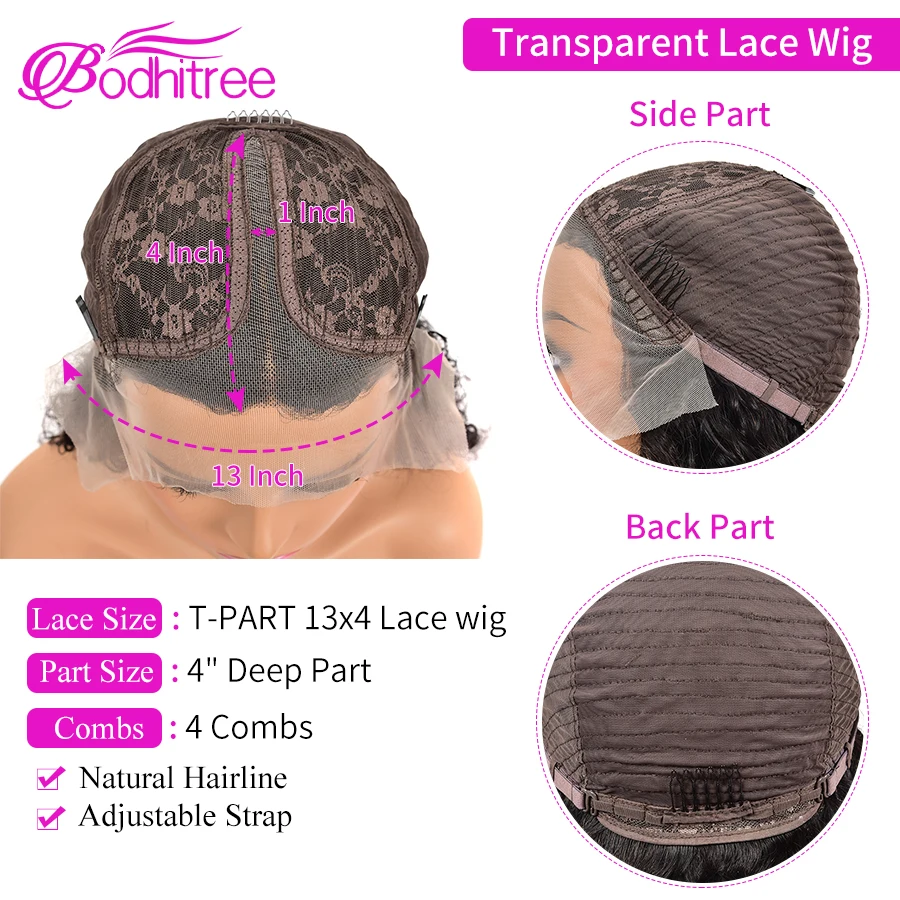 

250 Density T Part Lace Wig Human Hair 13x1 4x1 Straight Human Hair Wigs For Women Remy Pre Plucked Brazilian Human Hair Wig