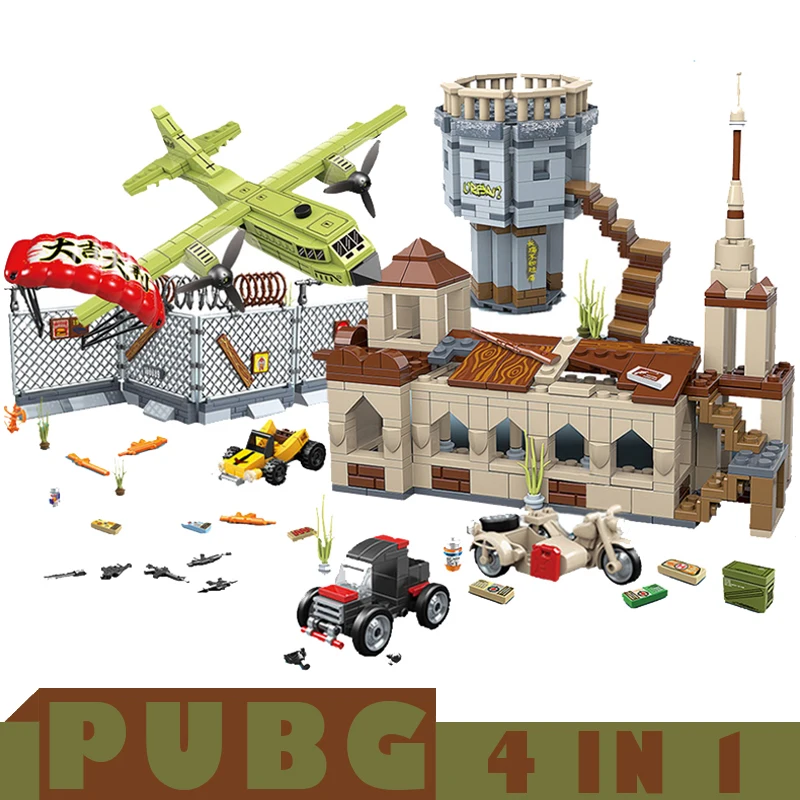 

PUBG Winner Winner Chicken Dinner Action Figures Military Soldiers Weapons Building Blocks Gifts Toys For Children kids 4 in 1