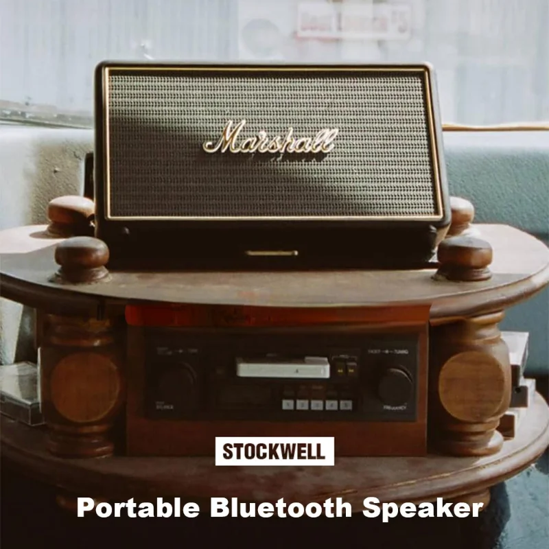 

Беспроводная Bluetooth-колонка Marshall Stockwell, водонепроницаемая IPX7 Спортивная колонка, стерео бас-звук, уличная Ретро Bluetooth-Колонка