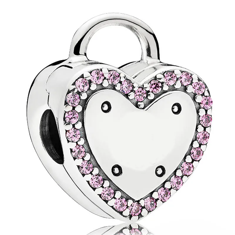 

Original 925 Sterling Silver Charm Logo Signature Insignia Lock Your Promise Clip Lock Stopper Bead Fit Pandora Bracelet Jewelry
