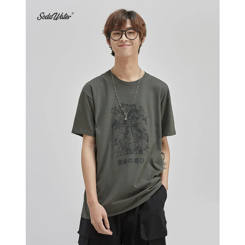 Мужская футболка с принтом SODAWATER из 100% хлопка в стиле Харадзюку свободная T4010 |