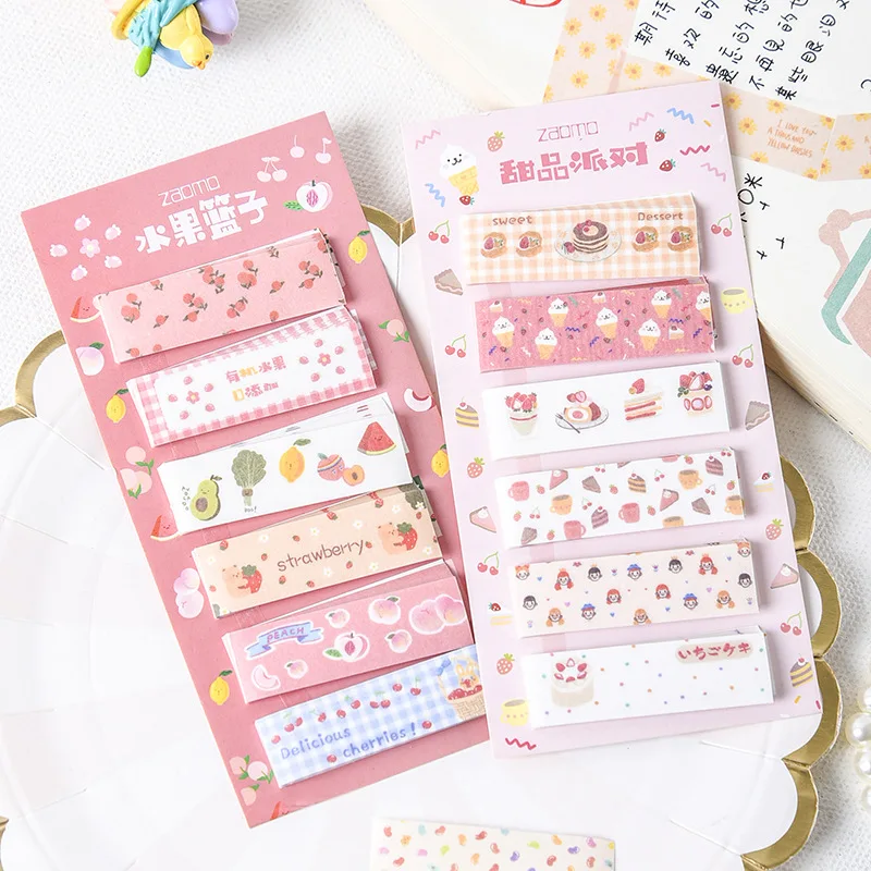 

40packs Kawaii Washi Memo Pad Stickers Cute Food Kawaii Sticker Sheet Sticky Notes Diy Paper Office Decoration Planner Notes Pad