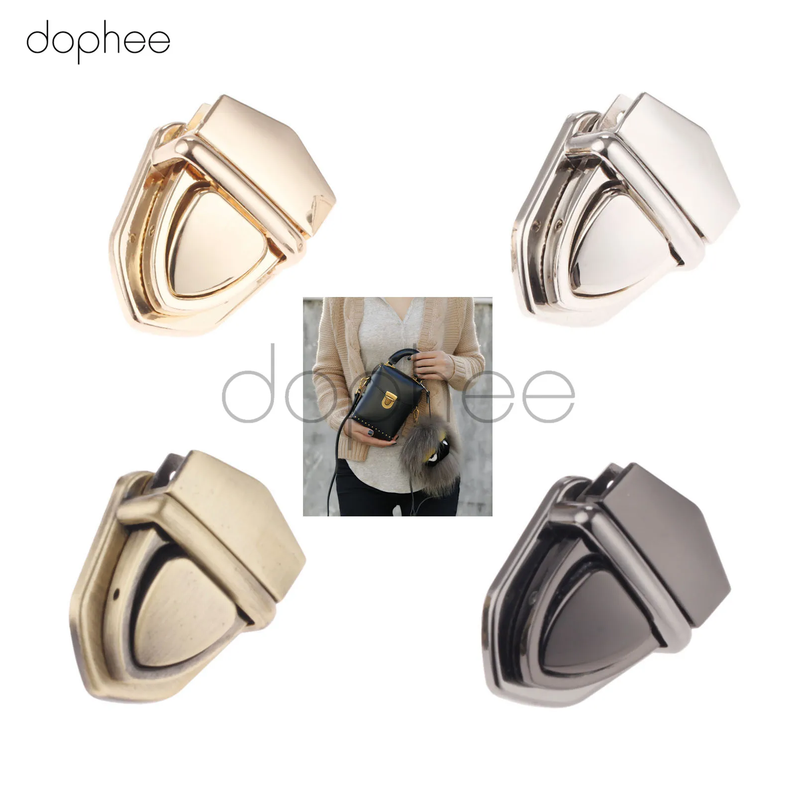 Dophee 1 шт. металлический замок для сумки защелка Поворотный 29*38 мм 4 цвета Набор