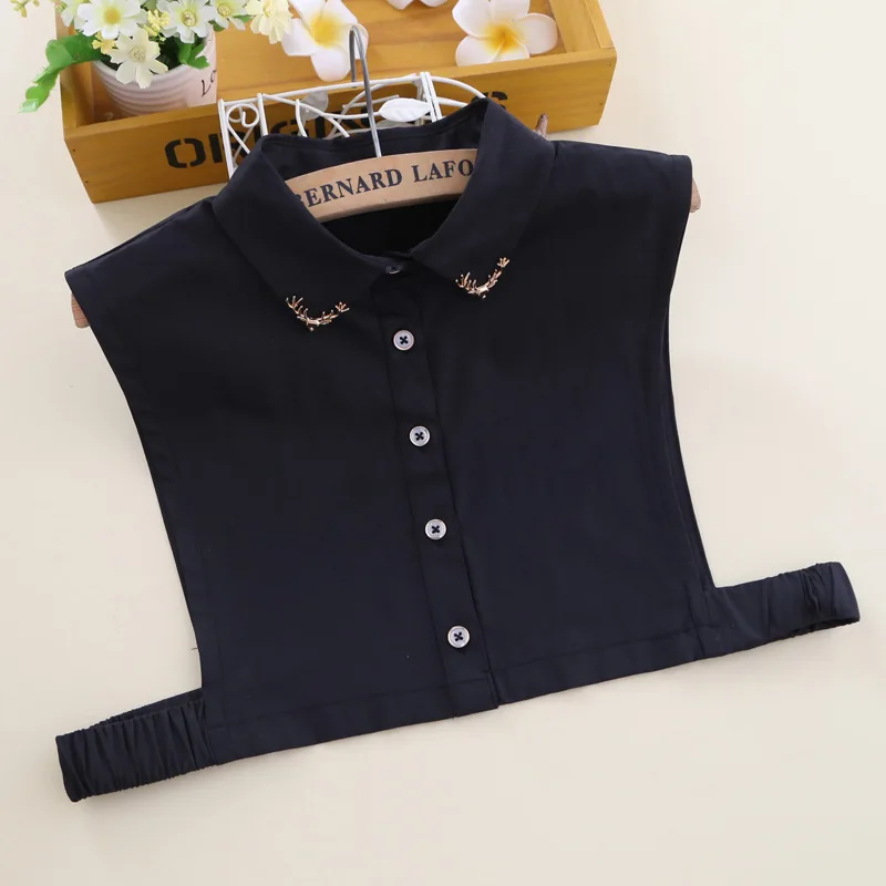 

Black Shirt Fake Collar for Women Detachable Collars Lapel Blouse Sweater False Collars Neckwear Female Decor Clothes Accessory