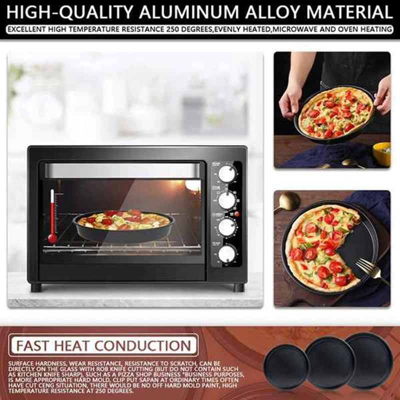 Pizza Pan 4 Pcs Baking Tray Bread Cake for Oven Non-Stick Round 6/7/9/10 Inch | Дом и сад
