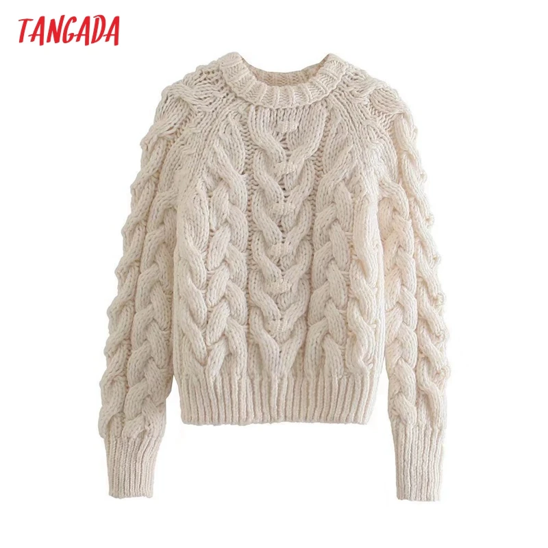 

Женский вязаный свитер с круглым вырезом, в стиле оверсайз