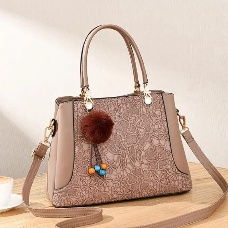 

Brand Fashion Embroidered Hairball Shopping Working Party Purse Casual Women Crossbody Messenger Bags Female Handbags