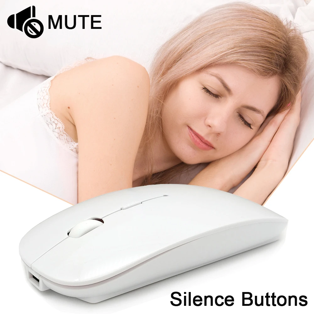 

Bluetooth Silent Wireless Mouse Rechargeable Built-in Battery 2.4Ghz USB Computer Mause for PC Laptop