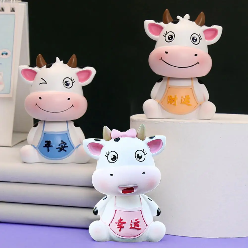 

Compact Reliable Decoration Miniature Cow Resin Miniature Cow Eye-Catching Interior Decor