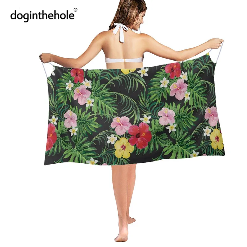 

Women Beach Cover Up Tropical Hibiscus Print Chiffon Sheer Sarong For 2022 Summer Beach Vacation Ladies Large Bikini Pareo Scarf
