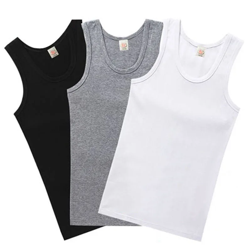 

2 stcke Baumwolle Herren Sleeveless Tank Top Solide Muscle Weste Unterhemden Oansatz Gymclothing Fitness Atmungsaktive Unterhed