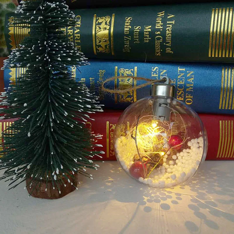 

1 Pc Romantic Christmas Decorations Ball Transparent PVC For Home Luminous Light Hanging Christmas Tree Ball Decorative Ornament