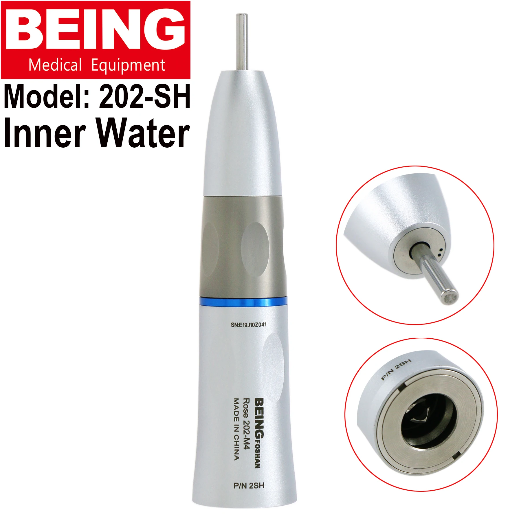 BEING Dental Low Speed Inner Water LED Fiber Optic Implant Nose Cone Straight Handpiece 201SH 202SH 202SHB Fit NSK KAVO