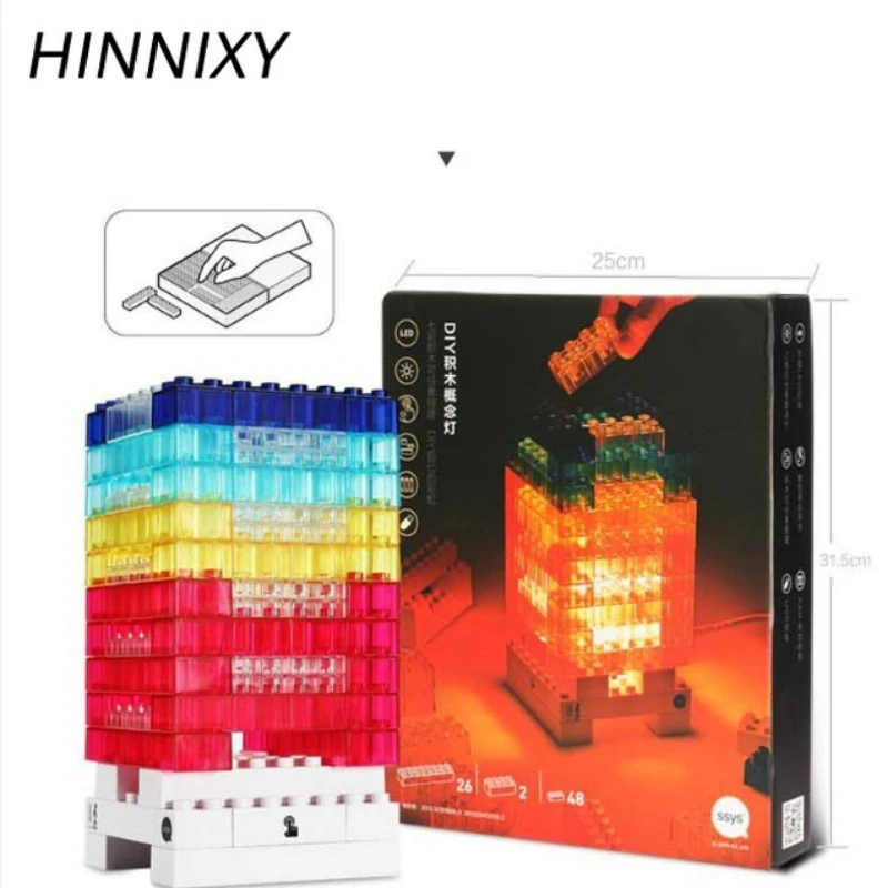 Hinnixy 7 видов цветов строительные блоки Ночная лампа Радуга LED Сделай Сам детская