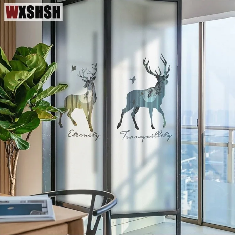 Статическая липкая оконная наклейка Индивидуальный размер узор оленя частная