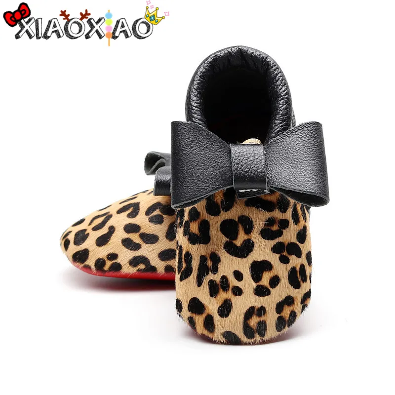 Леопардовая обувь с большим бантом для маленьких девочек принцессы из