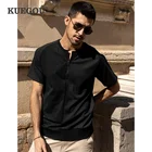 KUEGOU 100% хлопковая футболка полукардиган Мужская футболка лето Высокое качество Модный пэчворк футболка с короткими рукавами на молнии Топ ZT-90055