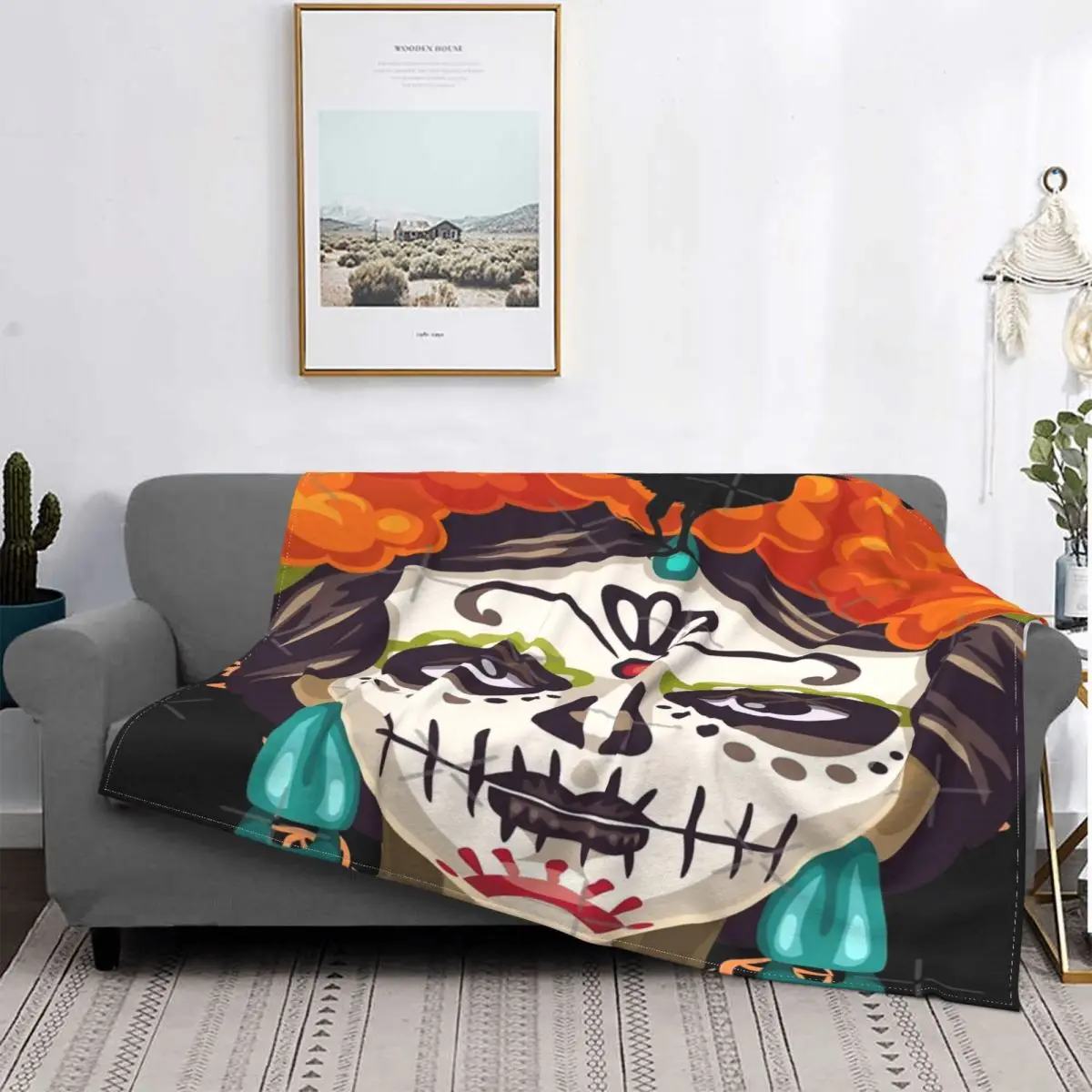

Cubrecamas con estampado de calavera y flores, 4 mantas, colcha para cama, toalla de playa Kawaii, ropa de cama y fundas