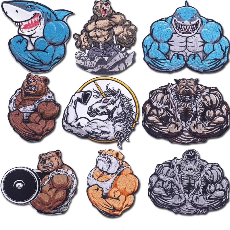 Спорт Фитнес аппликацией животных вышитые патчи для одежды Бесплатная доставка