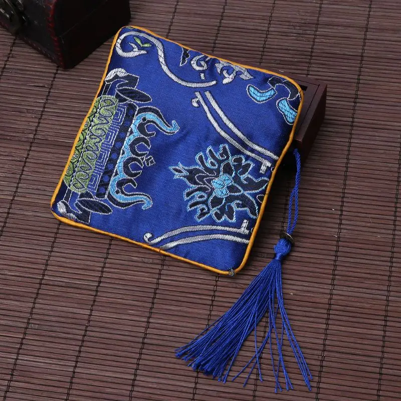 Classic Chinese Embroidery Jewelry Bag Organizer Silk Tassel Traditional Pouch