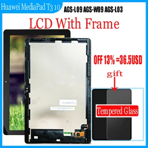 9 6 for huawei mediapad t3 10 ags l09 ags w09 ags l03 t3 9 6 lte lcd display with touch screen digitizer assembly glass film free global shipping