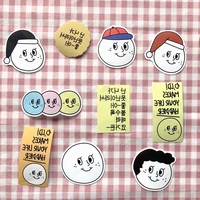 11pcsset korea cute round cartoon smiley face stickers phone charging treasure hand account kawaii stationery sticker pegatina