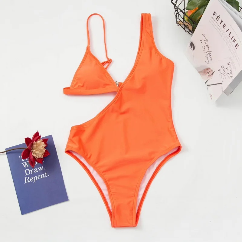 

Sexy One Piece Swimsuit Women 2021 Solid Bathing Suit Push Up Fashion Swimwear Women Monokini Beachwear Bodysuit