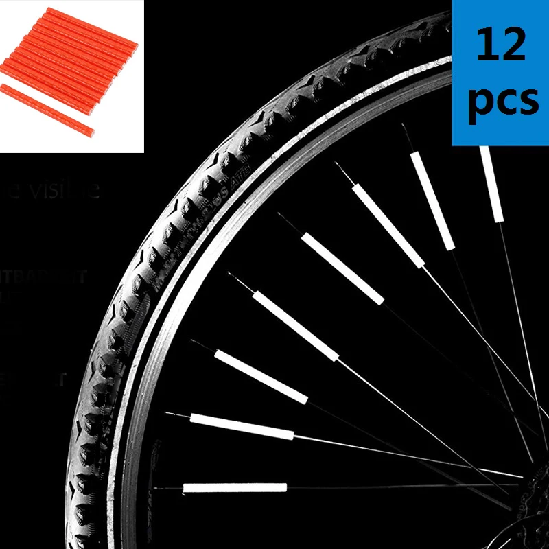 

12Pcs Bicycle Mountain Bike Riding Wheel Rim Spoke Mount Clip Tube Warning Light Strip Reflector Reflective Outdoor 75mm