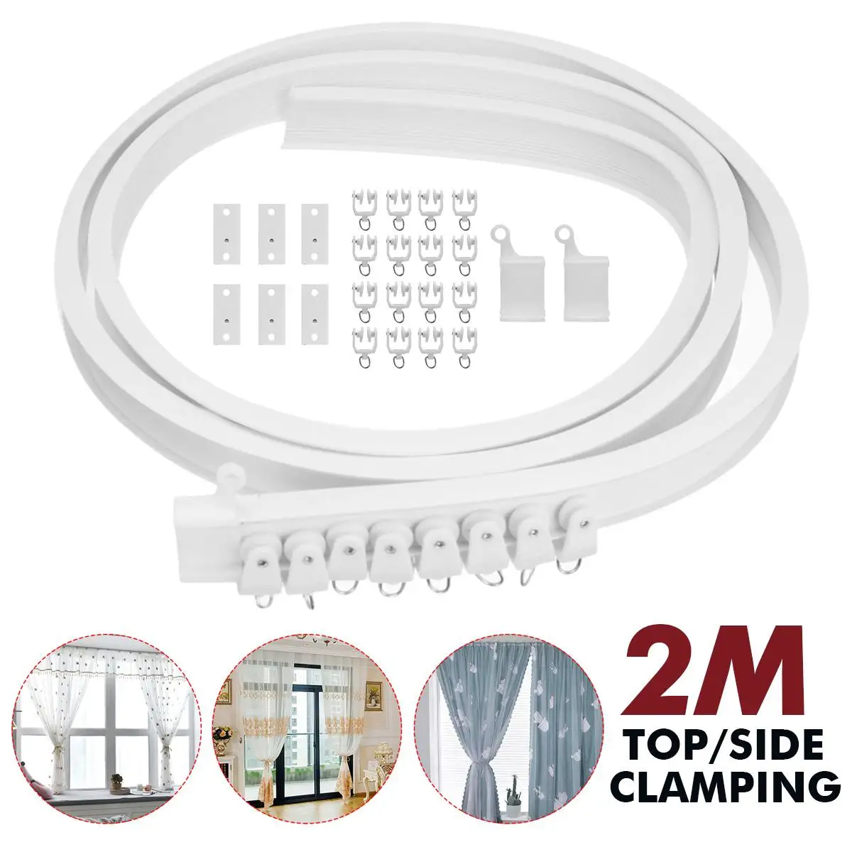 

2M/3M/5M/6M Flexible Ceiling Curtain Track Bendable Window Rod Rail Straight Curve Curtain Decorative Accessories Home Decor