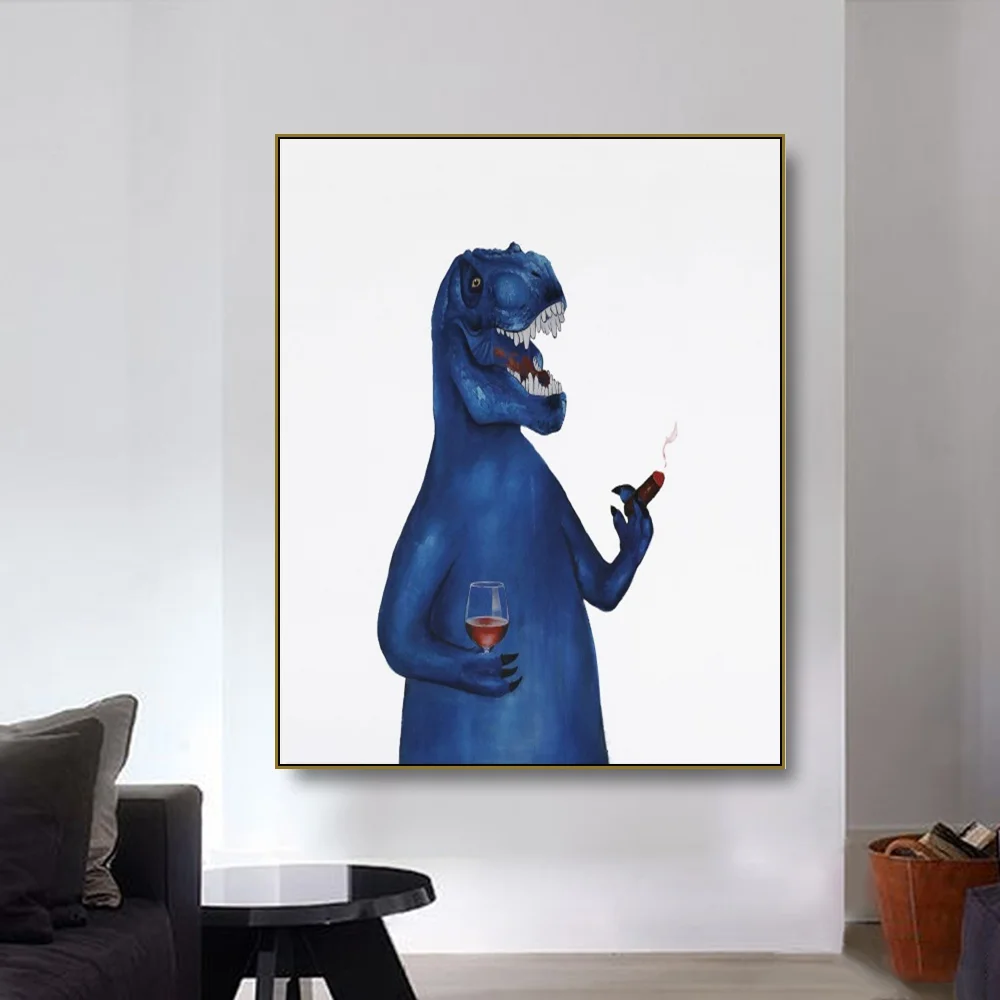 Настенная живопись на холсте курить и пить плакат с динозавром изображение Декор
