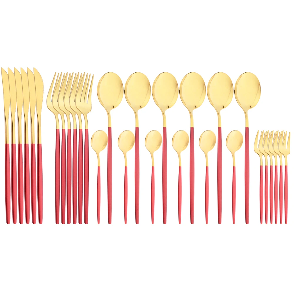 

Набор столовых приборов из нержавеющей стали с зеркальной полировкой, набор красочных столовых приборов 30 шт вилка, ложки, набор ножей, пода...