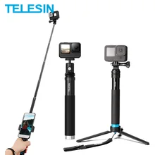 TELESIN 6 In 1 Tongkat Selfie Aloi Aluminium Yang Dapat Diperpanjang 360 Dudukan Ponsel Tripod Dudukan Dapat Dilepas untuk GoPro Insta360 SJCAM