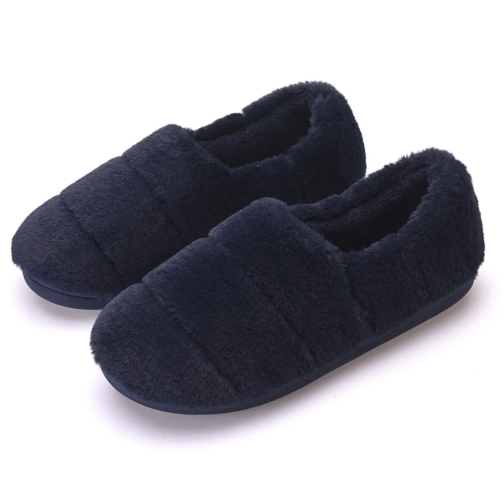 Однотонные мужские теплые плюшевые тапочки Домашние Нескользящие на плоской