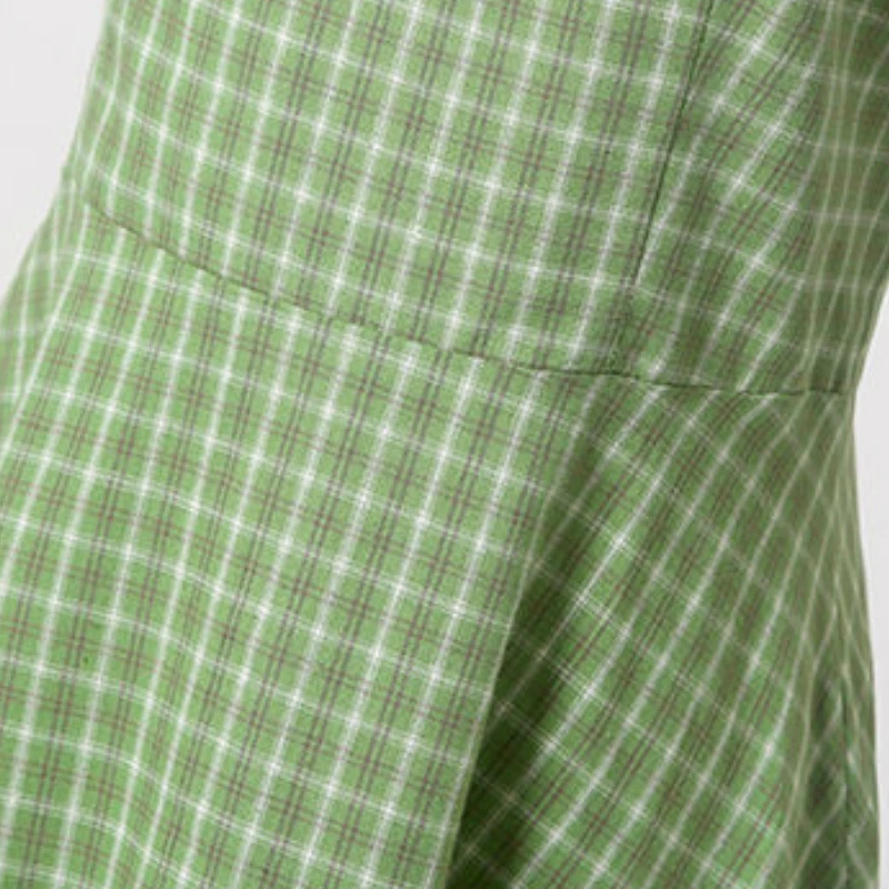 

Women Sleeveless Dress Plaid Tanks A-line High Slim Waist V-neck Vintage Retro Korean Style Ulzzang Elegant Female Daily Dresses